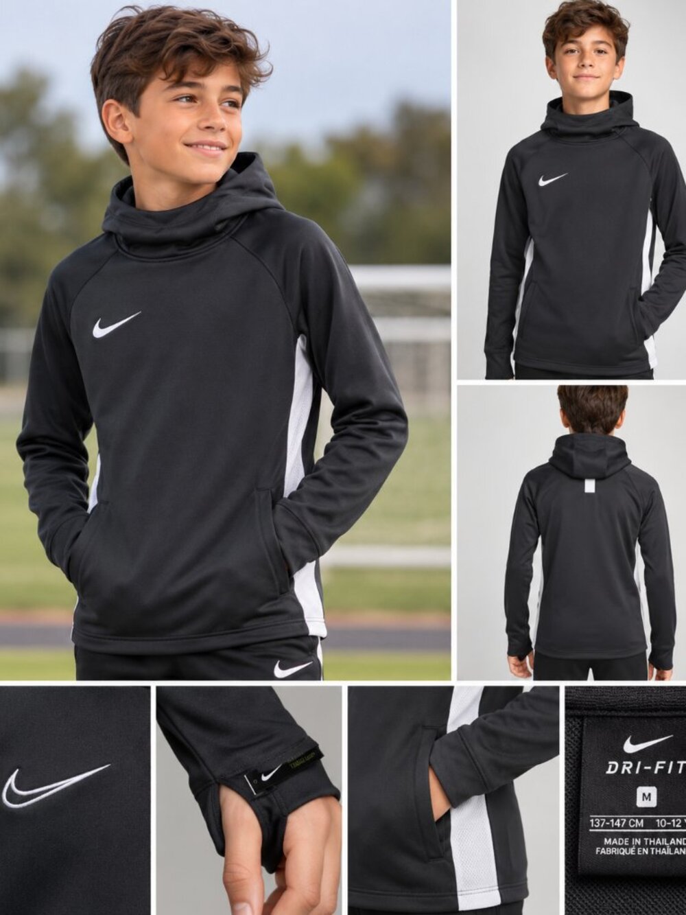 Nike Academy19 Dri-FIT Youth M Hoodie Black White NWT AJ9275-060